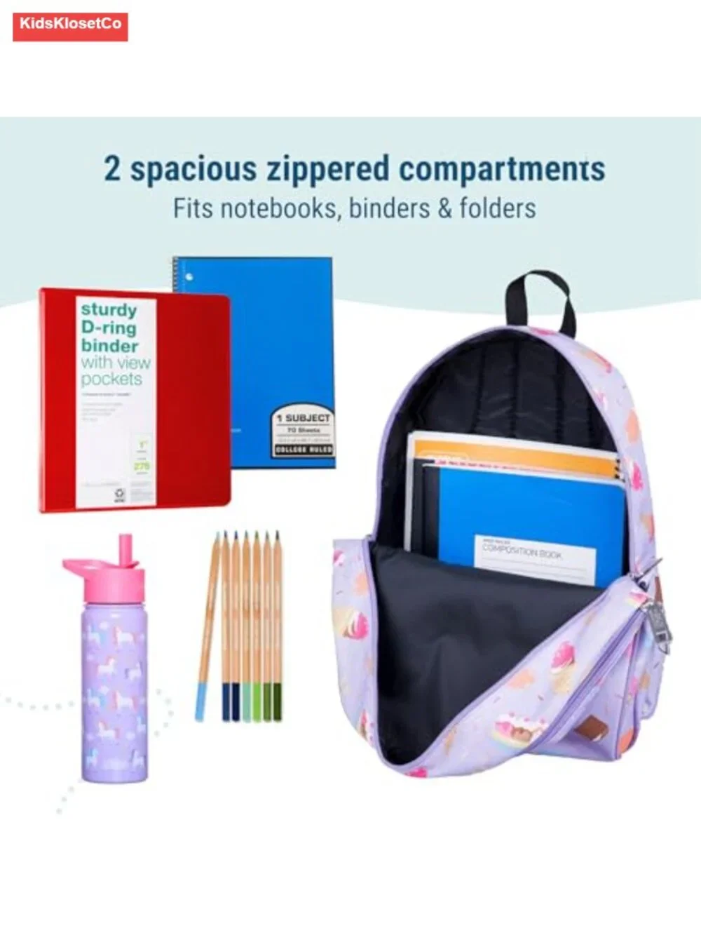 Kids 15 Inch Backpack for School, Polyester, Adjustable Padded Straps
